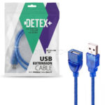 کابل افزایش طول USB دتکس پلاس مدل +DETEX طول 0.3 متر آبی