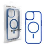 قاب اپل مدل Q SERIES Mag safe IPHONE 15  شفاف دور آبی