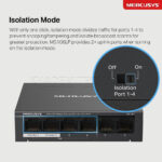 هاب سوئیچ 6 پورت مرکوسیس مدل MERCUSYS MS106LP 6-Port Desktop PoE Switch, 40W - تصویر 4