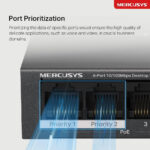 هاب سوئیچ 6 پورت مرکوسیس مدل MERCUSYS MS106LP 6-Port Desktop PoE Switch, 40W - تصویر 3
