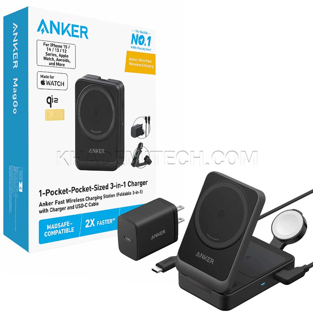 شارژر بی سیم انکر مدل ANKER MagGo B2557212 3IN1