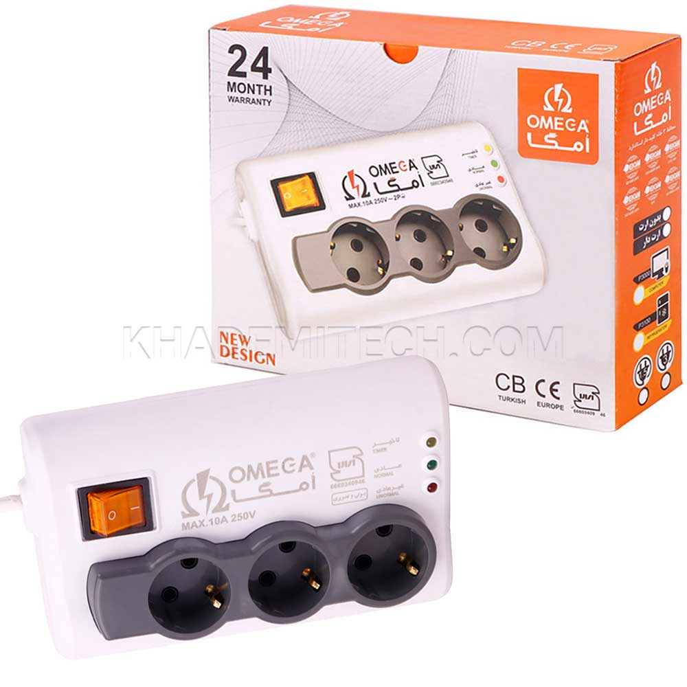 محافظ برق سه خانه امگا مدل OMEGA P3000