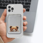 جا کارتی مگ سیف دار مدل WALLET MAGSAFE Teddy چرم طرح تدی نقره ای - تصویر 2