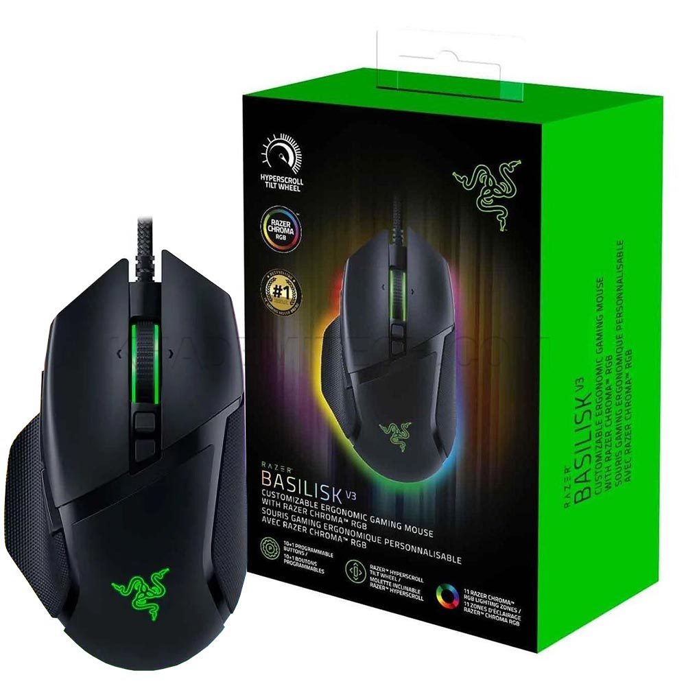 ماوس سیم دار گیمینگ ریزر مدل RAZER BASILISK V3 مشکی