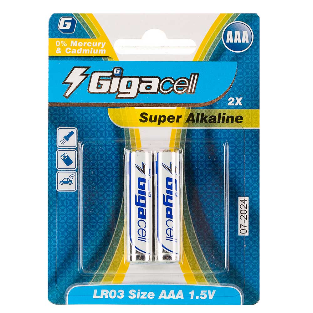 باطری آلکالاین 2 نیم قلم گیگاسل مدل GIGACELL SUPER Alkaline