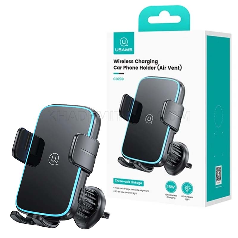 هولدر و شارژر وایرلس موبایل یوسمز مدل Usams CD230 15W