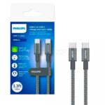 کابل شارژ دو سر تایپ سی فیلیپس مدل PHILIPS DLC7030C USB-C to USB-C 240W مشکی طول 1 متر