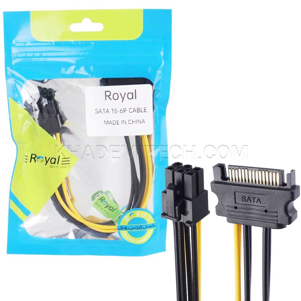 کابل برق رویال گرافیک ROYAL 6PIN to SATA
