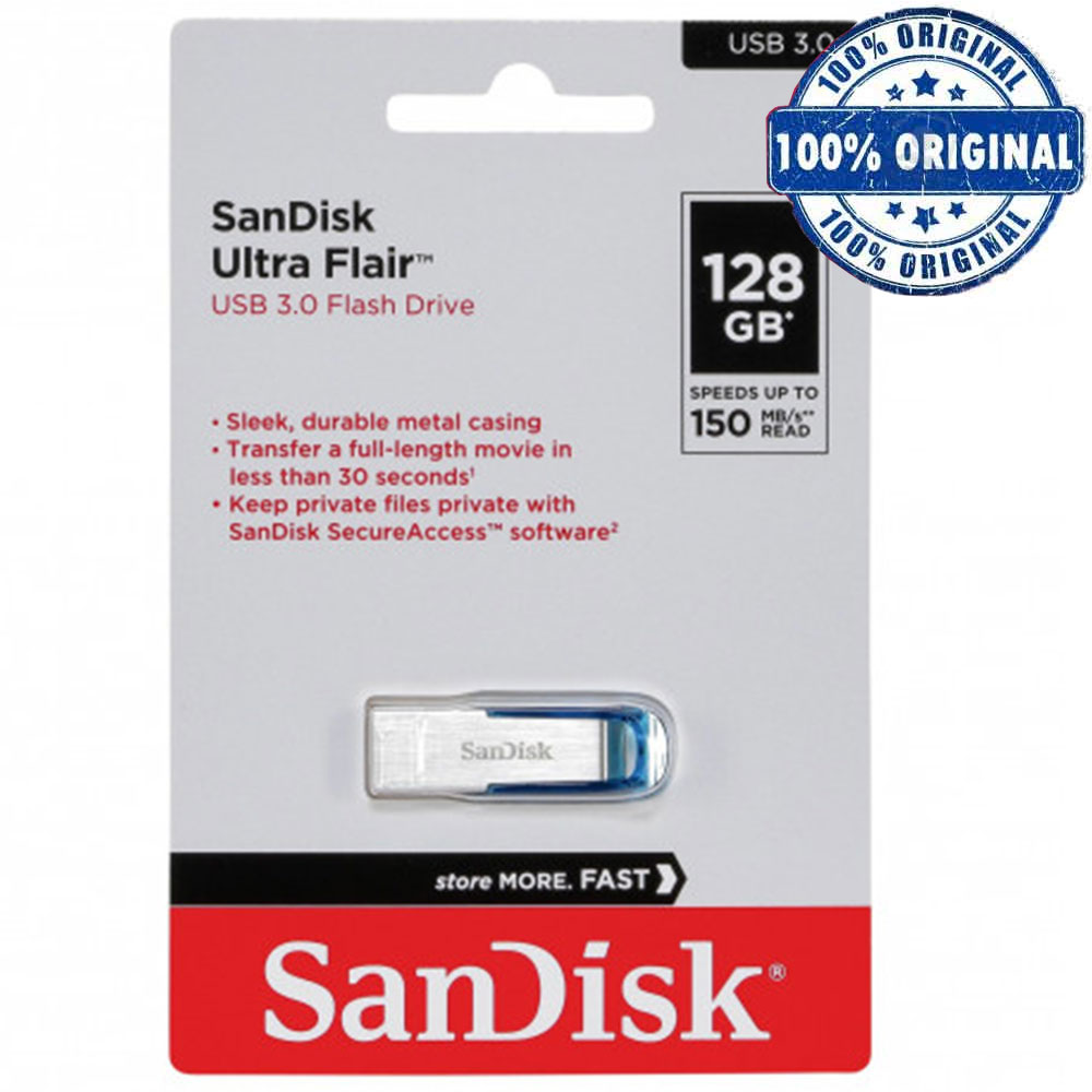 فلش سندیسک مدل SANDISK FLAIR USB3.0 128G آبی