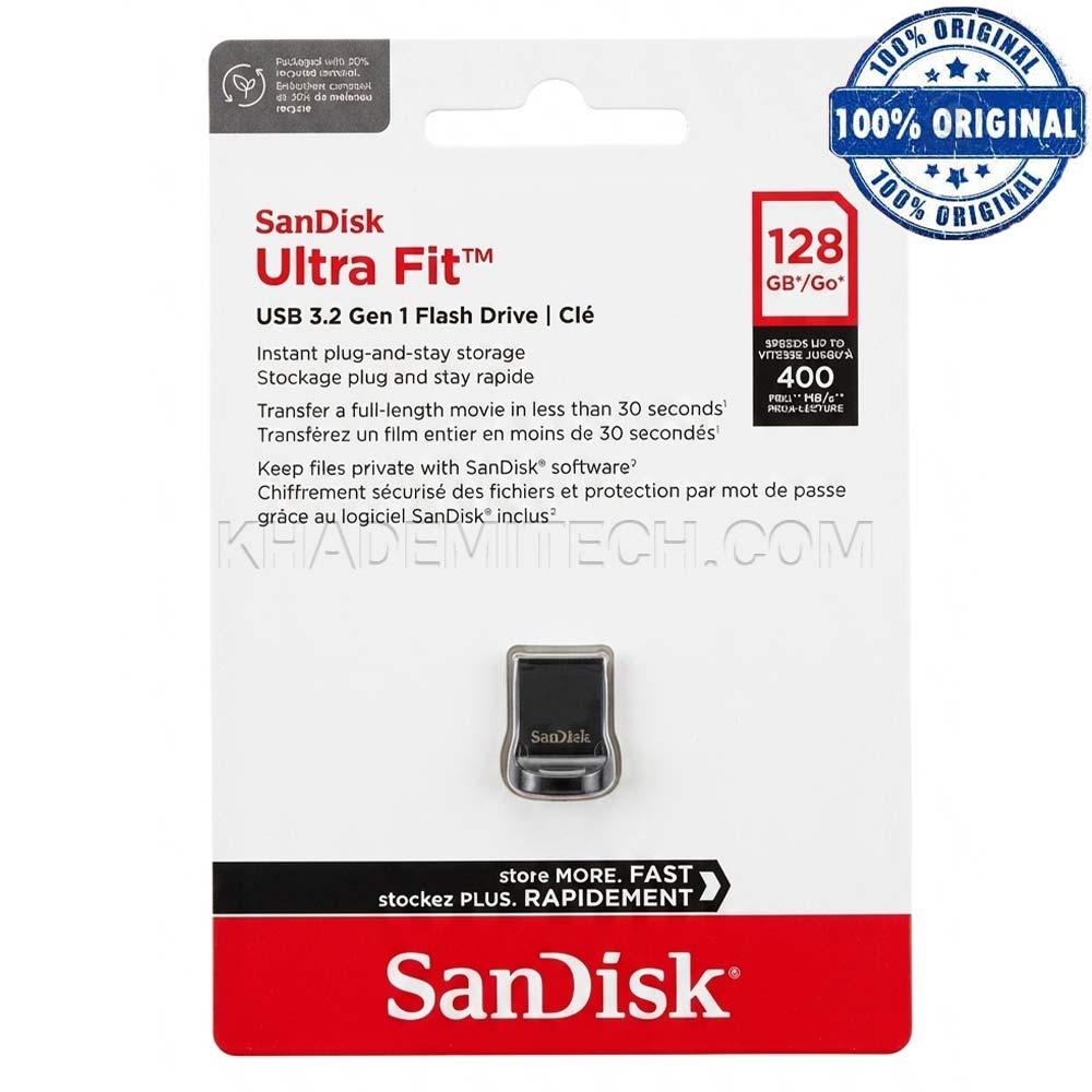 فلش سندیسک مدل SanDisk Ultra Fit128G USB3.2 آسان سرویس