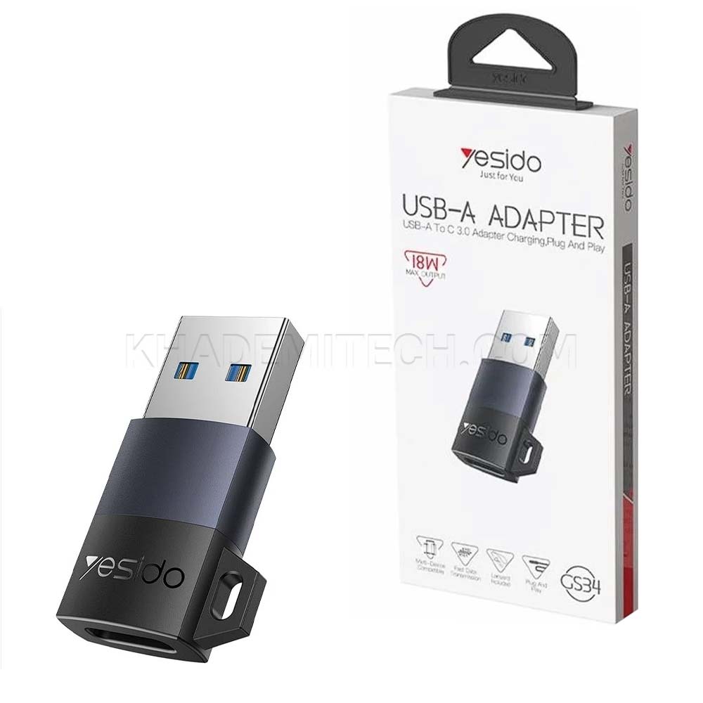 مبدل یسیدو مدل Yesido GS34 OTG USB-A To USB-C