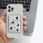 جا کارتی مگ سیف دار  مدل WALLET MAGSAFE Butterfly چرم طرح پروانه نقره ای - تصویر 2