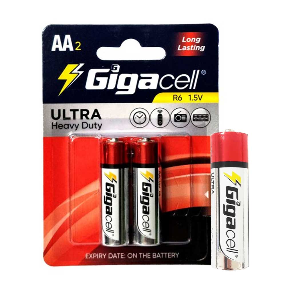 باطری ساده قلمی 2 عددی گیگاسل مدل GIGACELL Heavy Duty AA