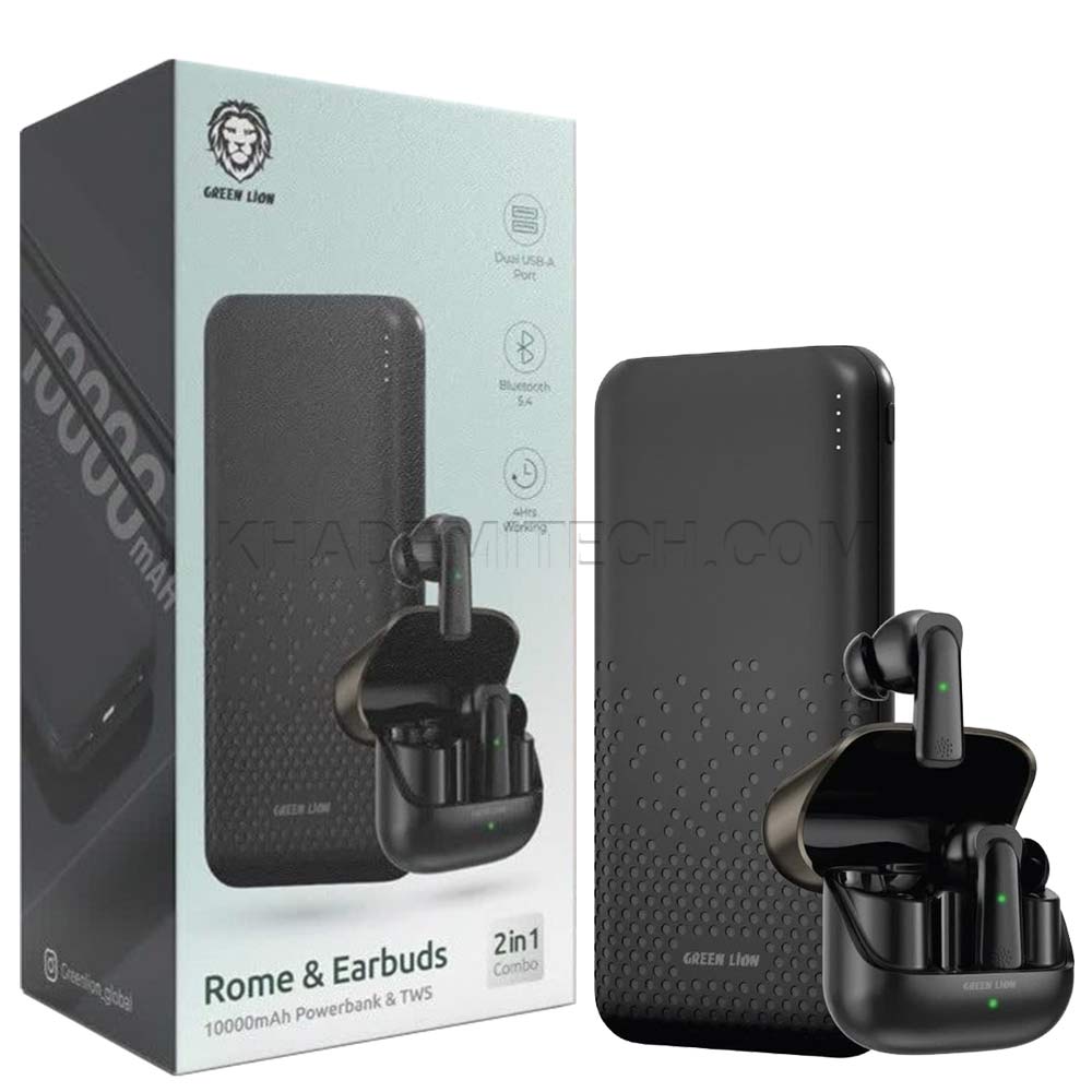 پاوربانک و ایرپاد گرین لاین مدل GREENLION Rome & Earbuds 10000mAh