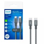 کابل شارژ دو سر تایپ سی فیلیپس مدل PHILIPS DLC7060C USB-C to USB-C 240W مشکی طول 2 متر