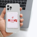 جا کارتی مگ سیف دار  مدل WALLET MAGSAFE Moody چرم طرح مودی سفید - تصویر 2