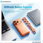 پاوربانک وایرلس پاورولوژی مدل POWEROLOGY PPB063OG 5000mAh PD 20W نارنجی - تصویر 2