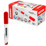 ماژیک وایت برد سر گرد کورس مدل KORES XW1 MARKER بسته 12 عددی قرمز