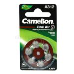 باتری سمعک کملیون مدل CAMELION A312 پک 6عددی