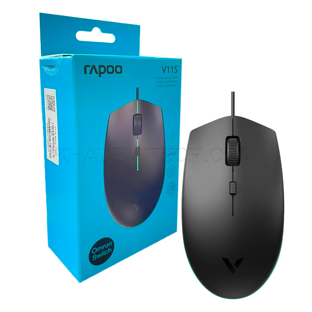 ماوس سیم دار گیمینیگ رپو مدل RAPOO V11S مشکی