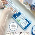 کیبورد و ماوس بی سیم مافی مدل MOFII Silly Cat فانتزی گربه ای آبی - تصویر 3