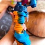 قمقمه سیلیکونی تاشو آبی نارنجی - تصویر 2