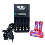 شارژر هوشمند باتری دتکس پلاس مدل DETEX+ C-04 LCD به همراه 4 عدد باتری نیم قلم - تصویر 2