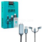 کابل تبدیل سه سر Micro و Type C و Lightning به HDMI کی نت پلاس مدل K-NET PLUS KP-CHDMCT3 3IN1 HDTV طول 2 متر