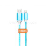 کابل شارژ لایتنینگ موکسوم مدل MOXOM KH-68W LED IPHONE بدون پک آبی طول 1 متر