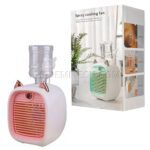 پنکه شارژی مه پاش مدل Spray Cooling Fan طرح گربه صورتی