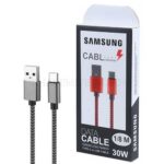 کابل شارژ تایپ سی طرح سامسونگ مدل SAMSUNG Type-C 30W طوسی طول 1.8 متر