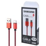 کابل شارژ تایپ سی طرح سامسونگ مدل SAMSUNG Type-C 30W قرمز طول 1.8 متر