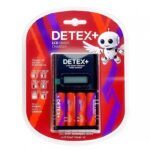شارژر هوشمند باتری دتکس پلاس مدل DETEX+ C-04 LCD به همراه 4 عدد باتری قلمی