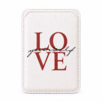 جا کارتی مگ سیف دار  مدل WALLET MAGSAFE LOVE چرم طرح لاو سفید