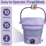 مینی واش و ماشین لباسشویی تاشو پرتابل فولدینگ مدل Folding Washing Machine بنفش - تصویر 4