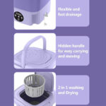 مینی واش و ماشین لباسشویی تاشو پرتابل فولدینگ مدل Folding Washing Machine بنفش - تصویر 3