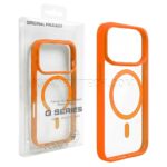 قاب اپل مدل Q SERIES Mag safe IPHONE 17 Pro شفاف دور نارنجی