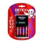 شارژر هوشمند باتری دتکس پلاس مدل DETEX+ C-04 LCD به همراه 4 عدد باتری نیم قلم