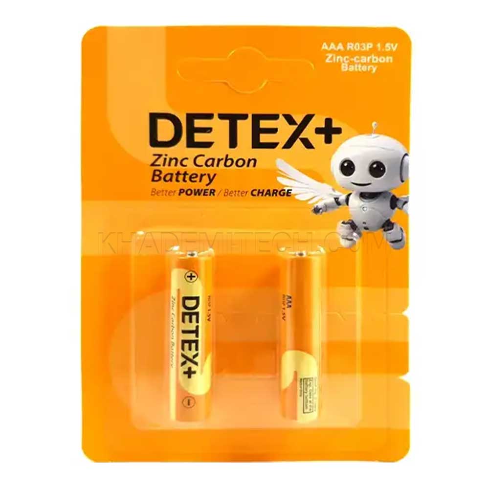 باطری ساده نیم قلم دتکس پلاس 2 کارتی مدل DETEX+ AAA R03P