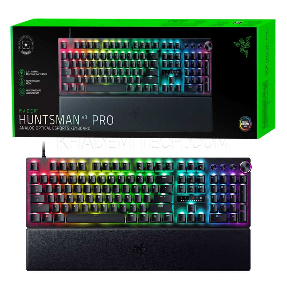 کیبورد سیم دار گیمینگ ریزر مدل RAZER HUNTSMAN V3 PRO