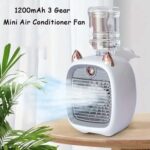 پنکه شارژی مه پاش مدل Spray Cooling Fan طرح گربه سفید - تصویر 4